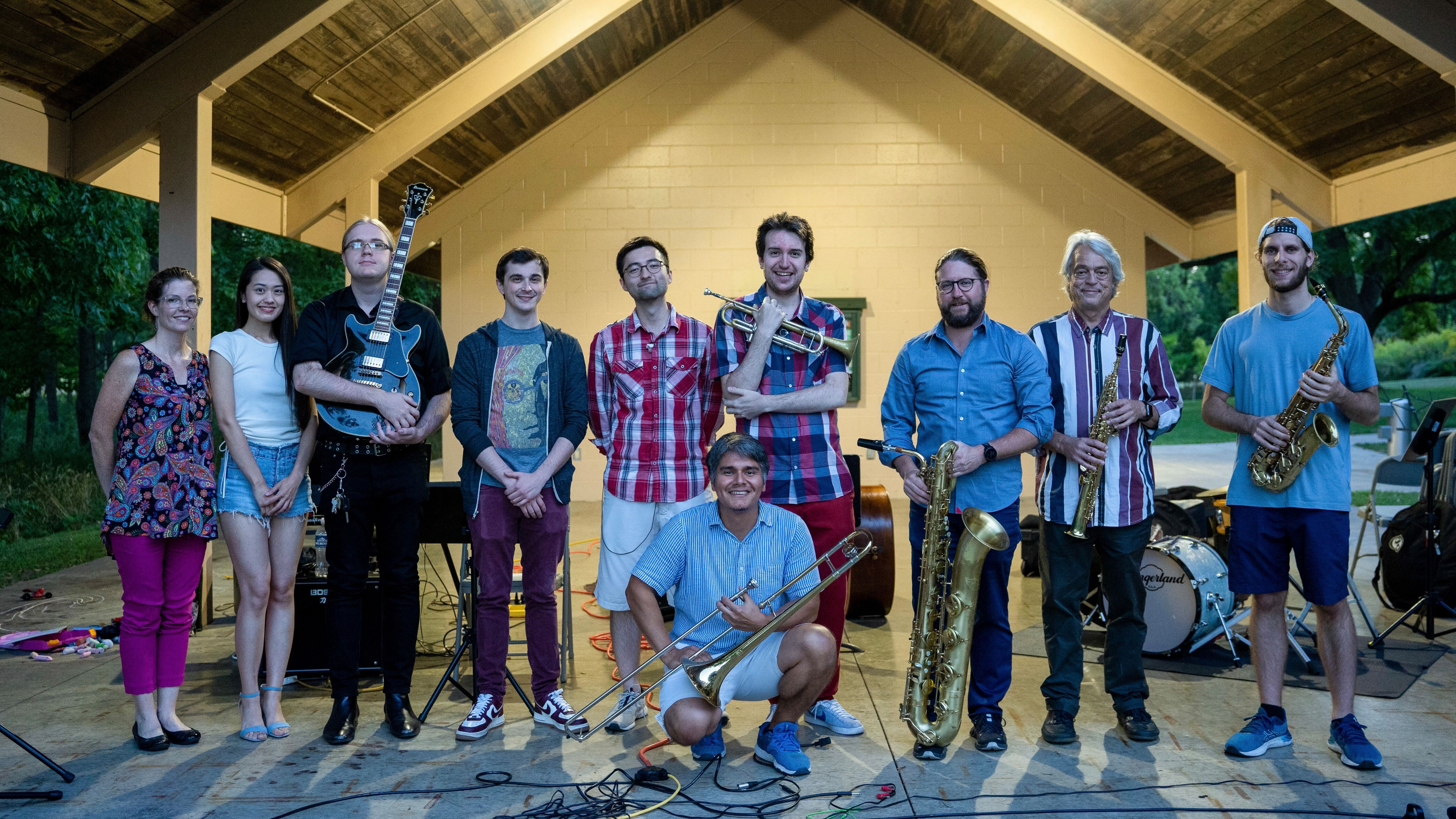 The Peter Tijerina Nonet performing outdoors